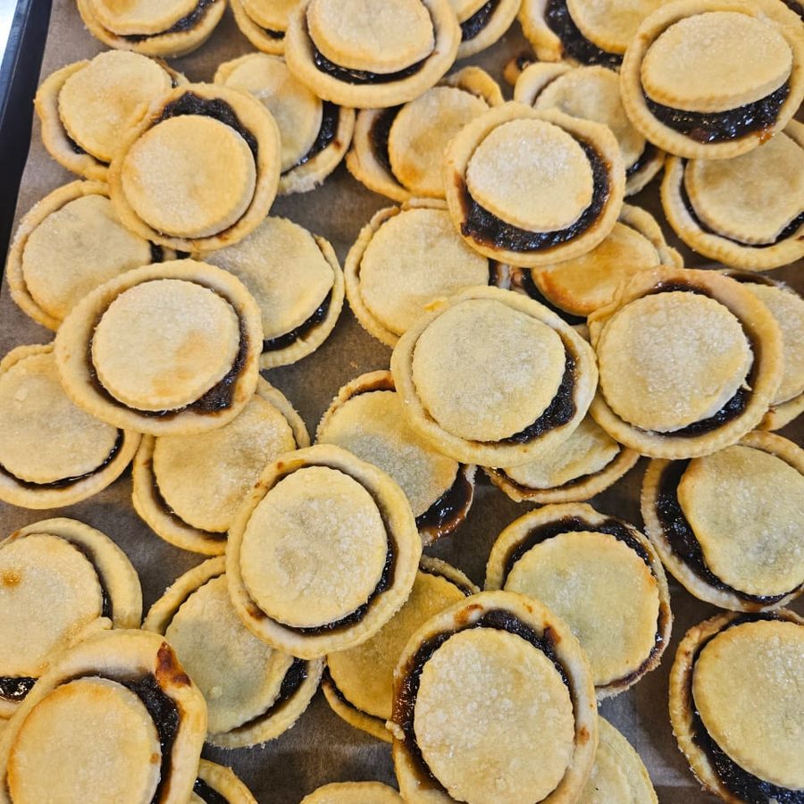 Trays of freshly baked mini tarts and pastries